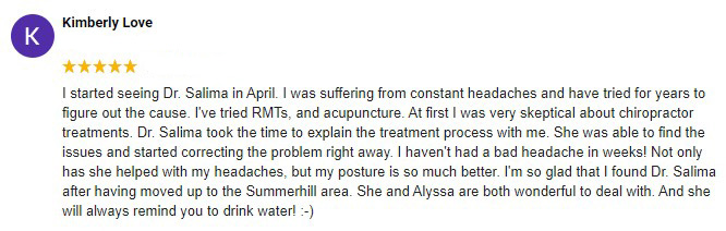 Chiropractic Yonge and St. Clair in Toronto ON Patient Testimonial Kimberly