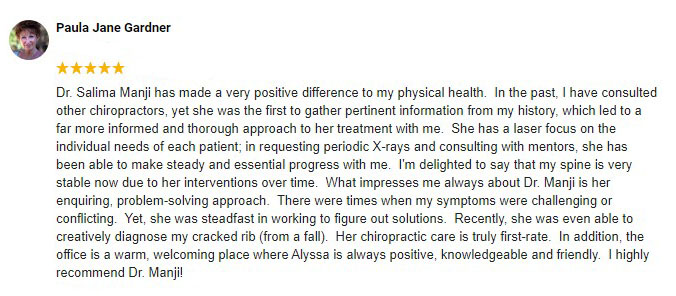 Chiropractic Yonge and St. Clair in Toronto ON Patient Testimonial Paula